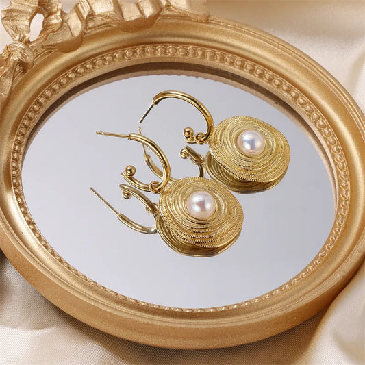 Center Pearl Earrings