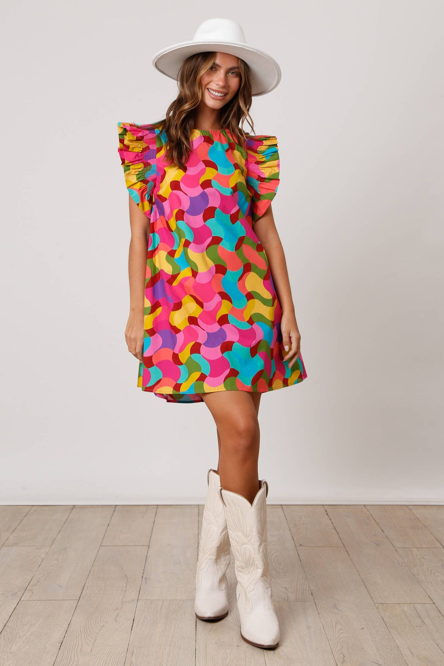 Geo Poplin Dress