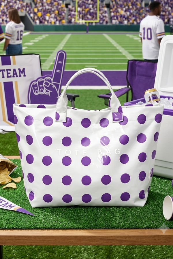 Nash Grey - Purple Polka Dot Vinyl TOTE BAG