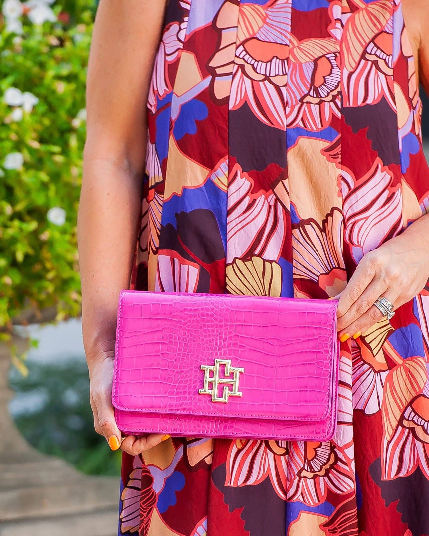 Caroline Hill - Bryn Clutch/Crossbody Hot Pink EC