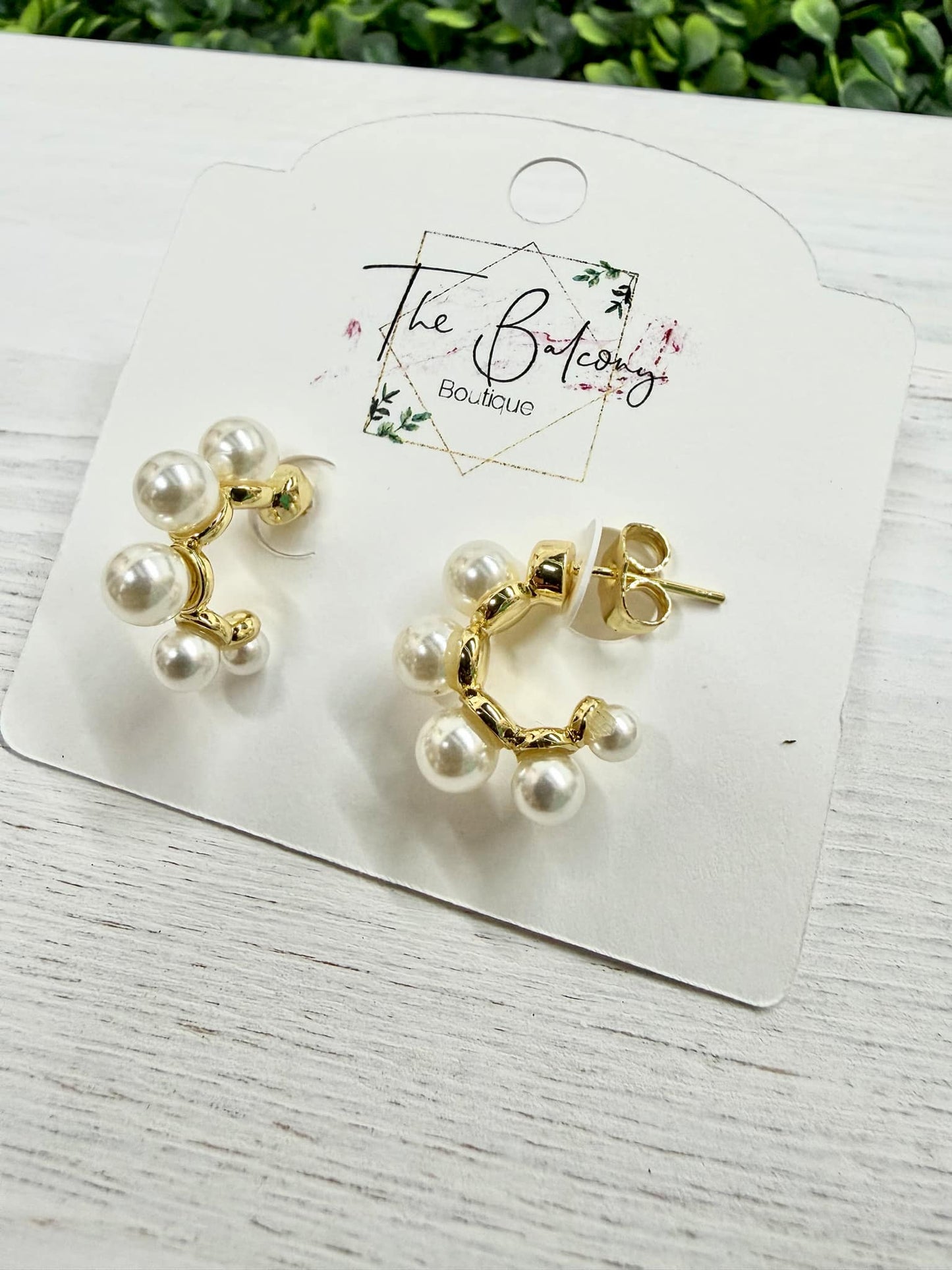 Pearled Gold Hoop Earrings