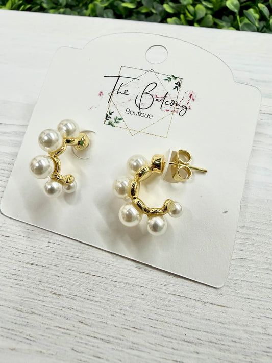 Pearled Gold Hoop Earrings