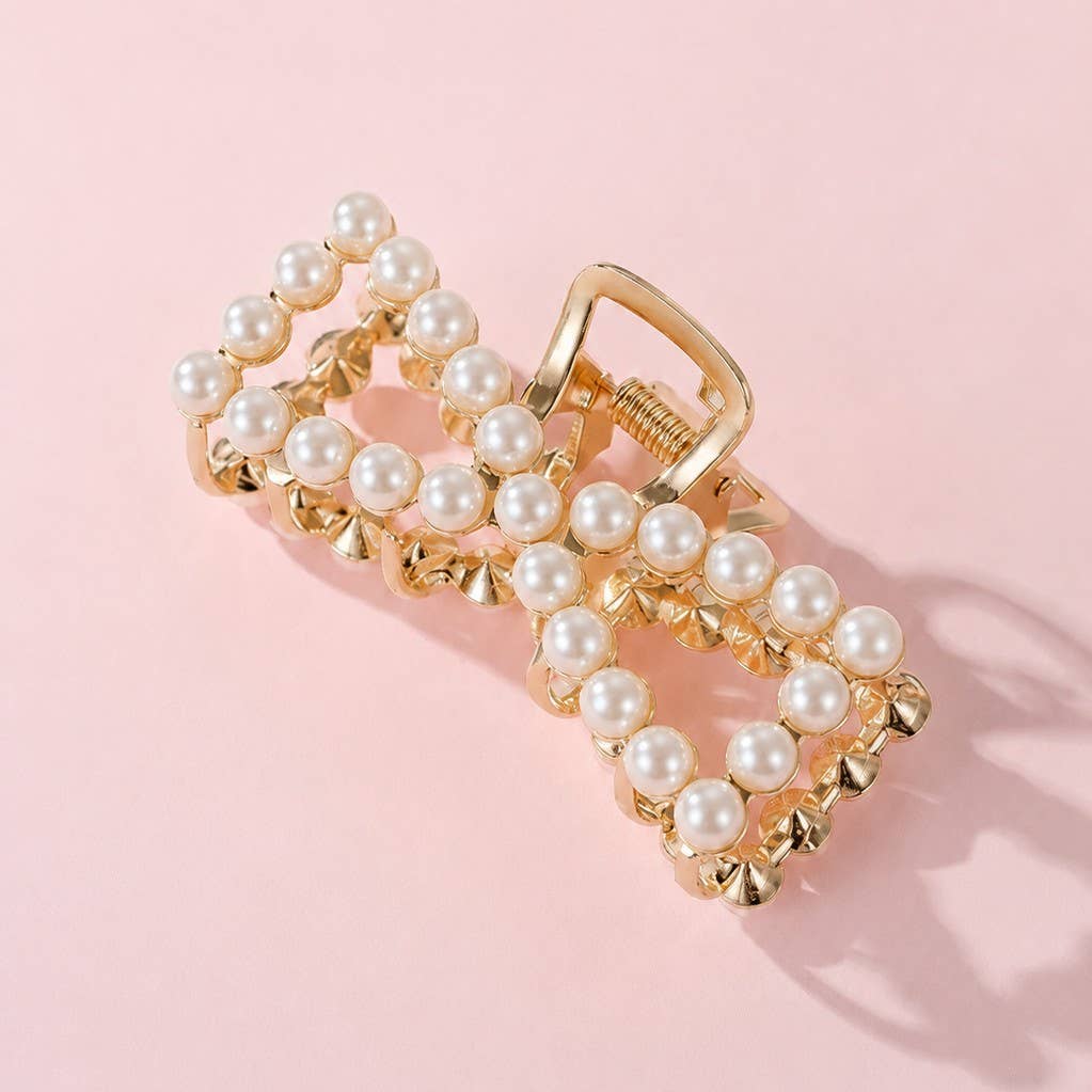 JOSSLYN by wall to wall - ELEGANT PEARL GOLD HAIR CLAW CLIPS | 40H1153