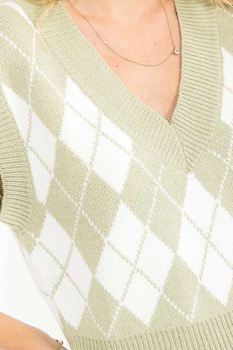 ROUSSEAU - SLEEVELESS V-NECK COLORBLOCK KNIT SWEATER VEST