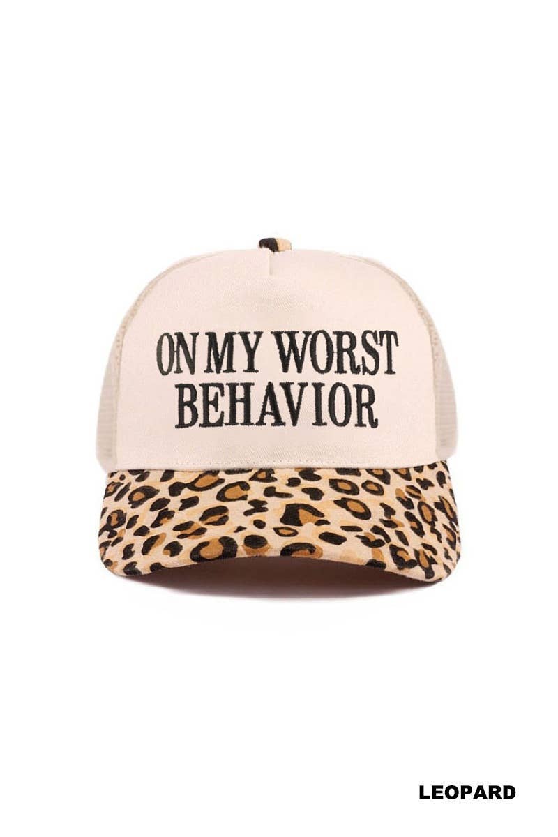 42POPS - On My Worst Behavior Two Tone Mesh Snapback Hat  Zenana Consgt.