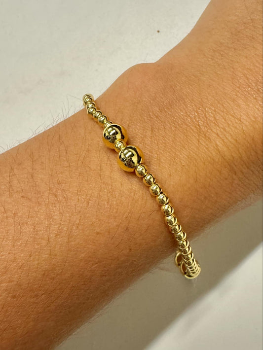 Double Ball Gold Stretch Bracelet