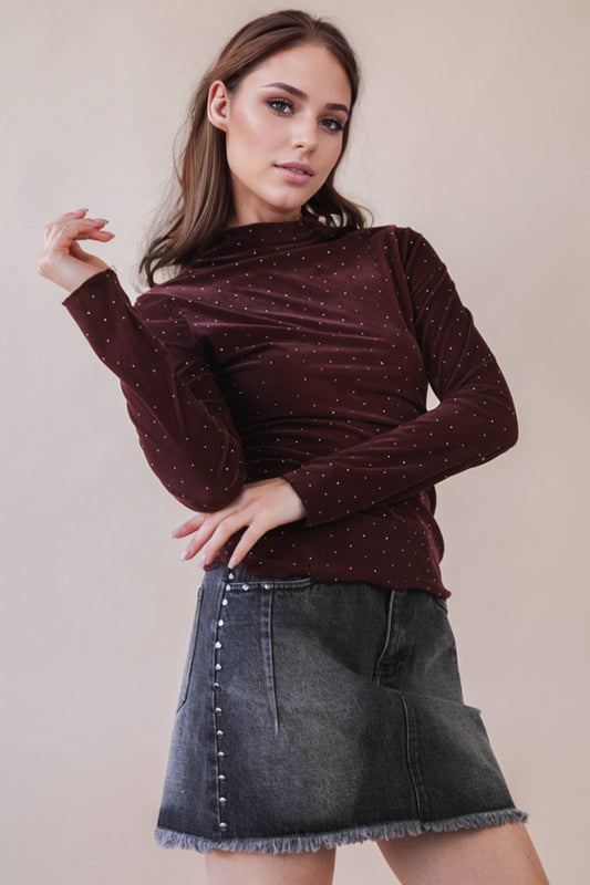 Shine Fitted Top - Wine