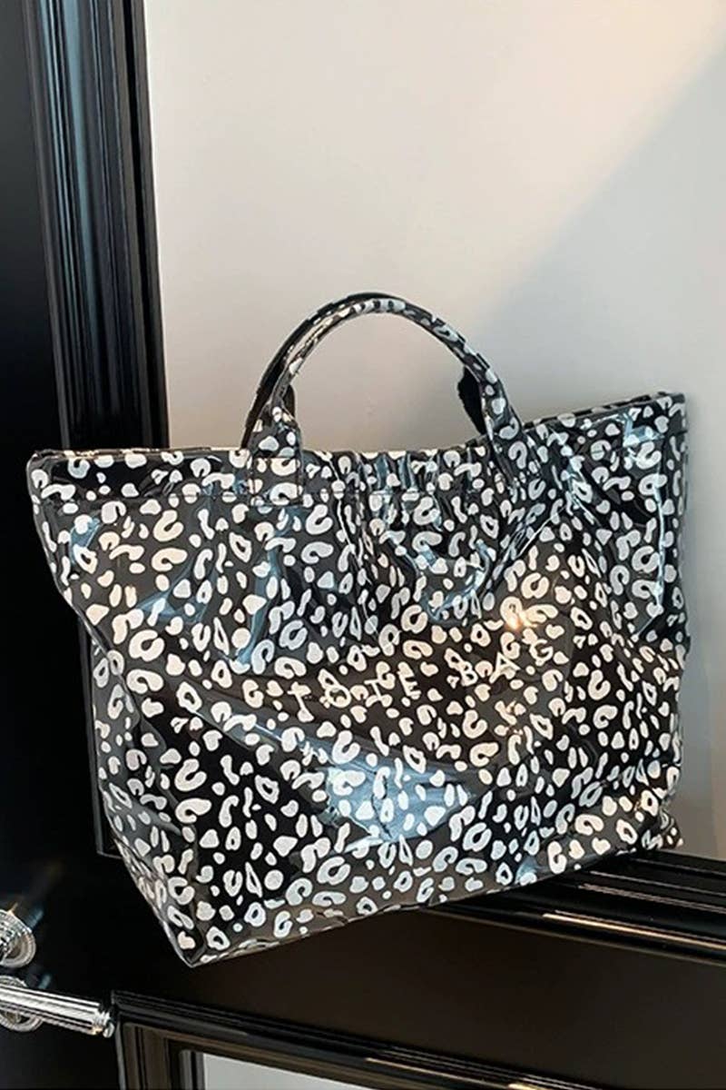 42POPS - 0402 Leopard Print Pvc The Tote Bag SI-29650 Zenana Consgt.