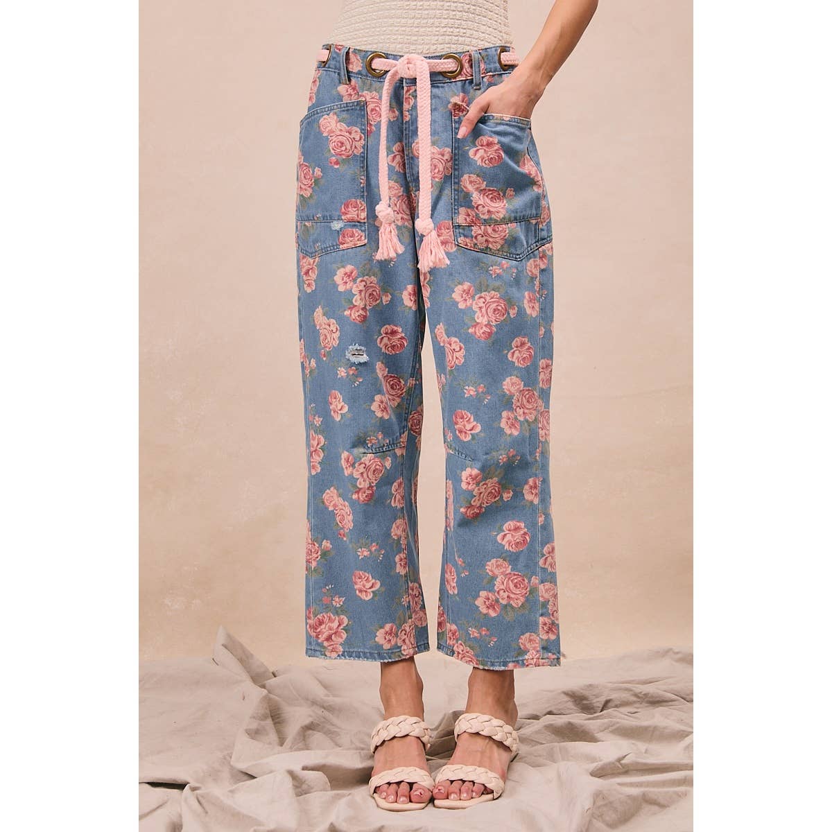 For the Love of Roses Denim Pants