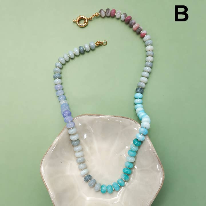 Natural Stone Semi-Precious Glass Mixed Necklace