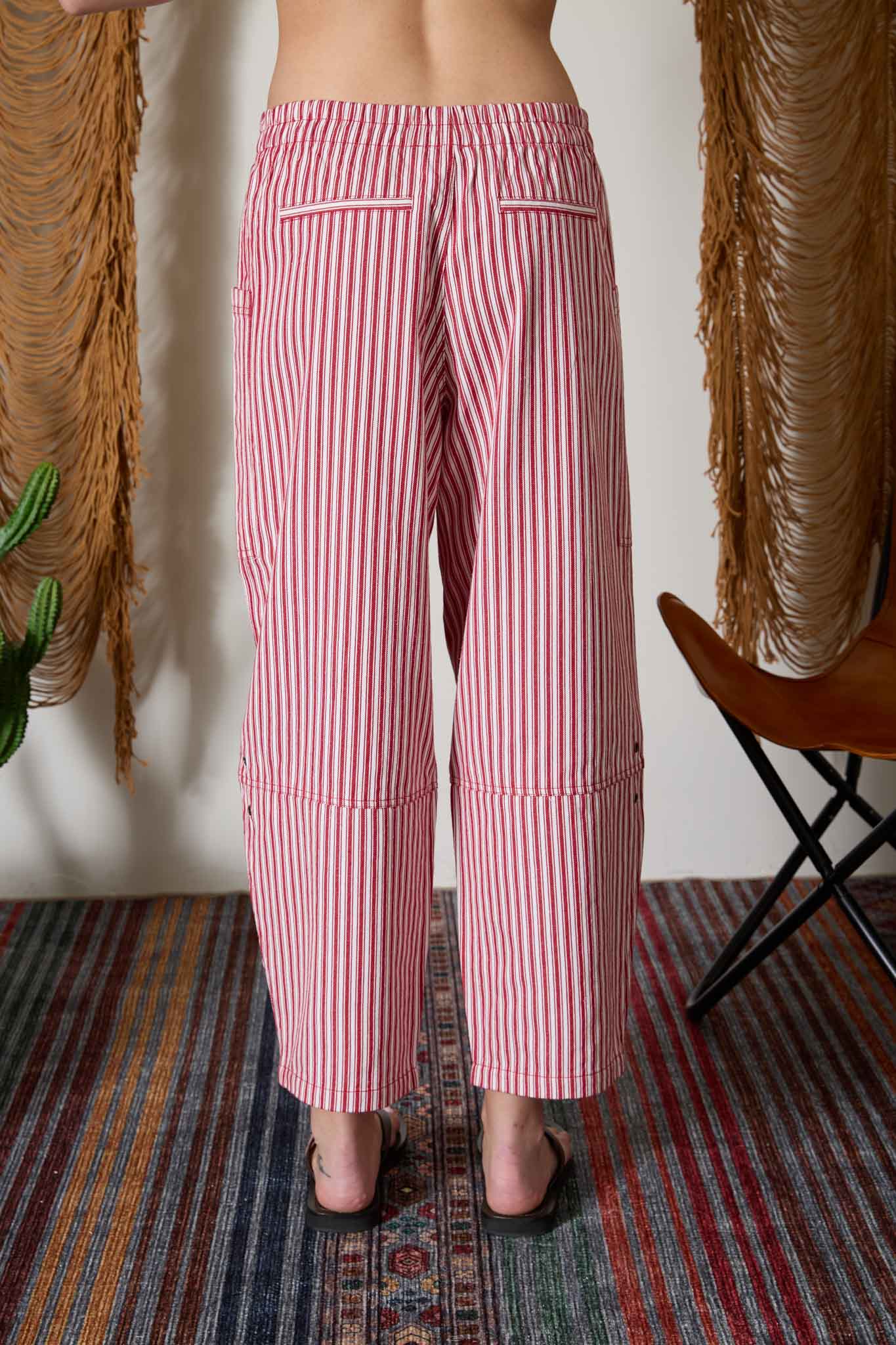 J.O.A - STRIPE POCKET DETAIL WIDE LEG PANTS