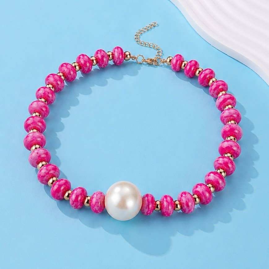 JOSSLYN by wall to wall - Pearl Pendant Resin Beaded Necklaces | 40NK9751