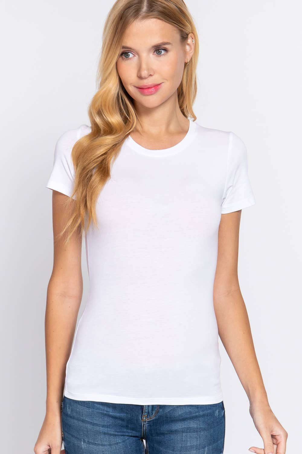 My Basic Side Short Sleeve Crew Neck Top