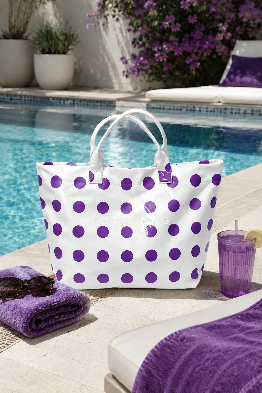 Nash Grey - Purple Polka Dot Vinyl TOTE BAG