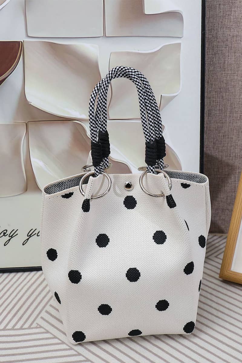 42POPS - 0521 Geometric Knitted Mini Bucket Tote Bag SI-29881 Zenana Consgt.
