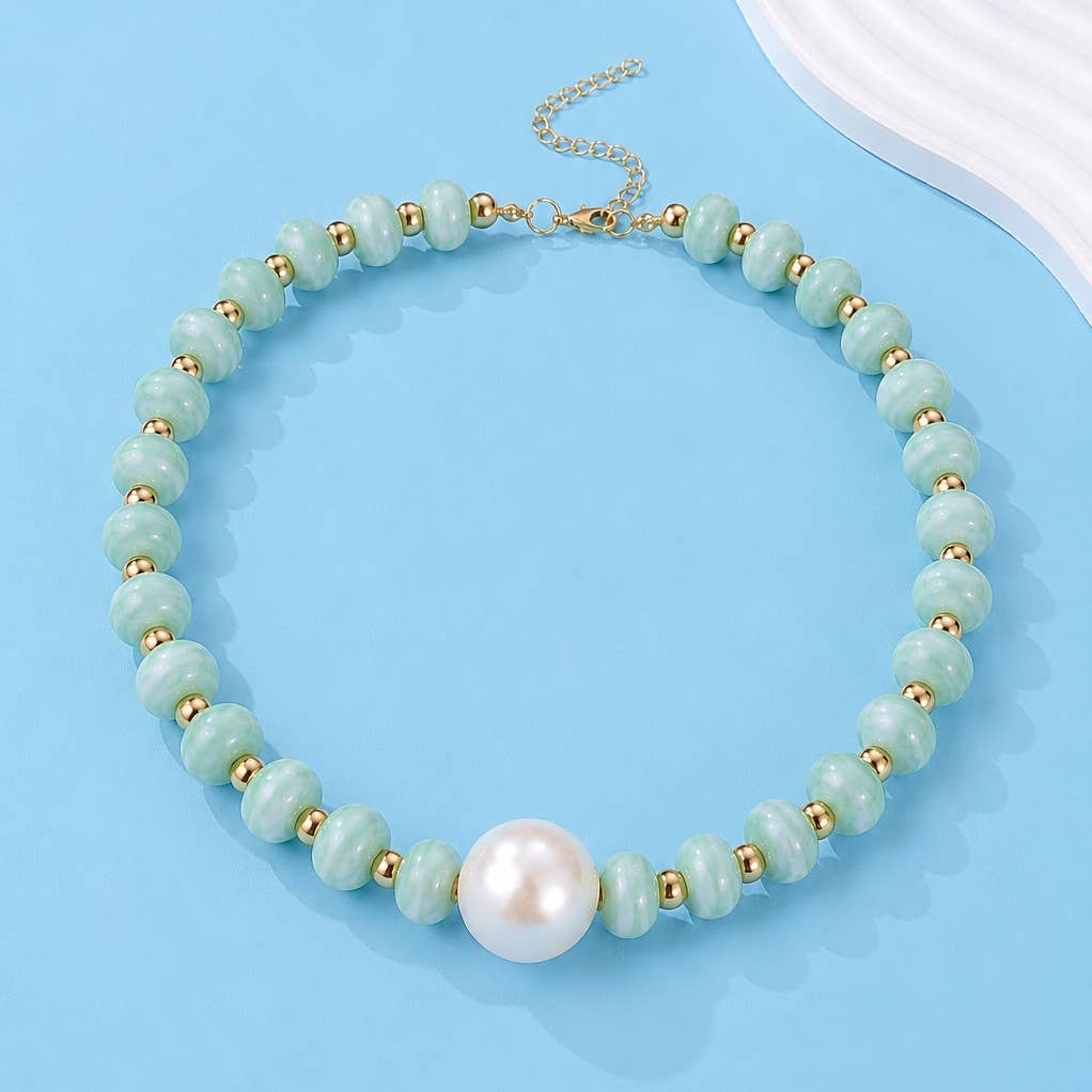 JOSSLYN by wall to wall - Pearl Pendant Resin Beaded Necklaces | 40NK9751