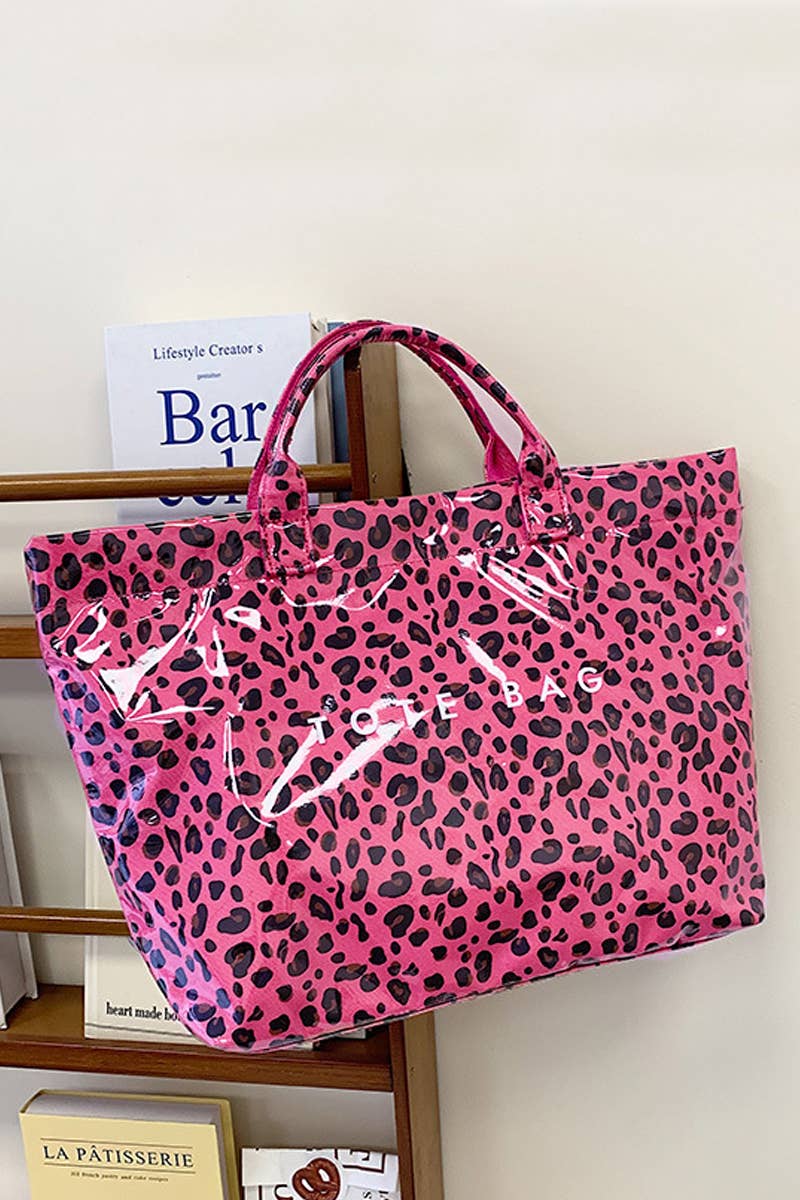 42POPS - 0402 Leopard Print Pvc The Tote Bag SI-29650 Zenana Consgt.