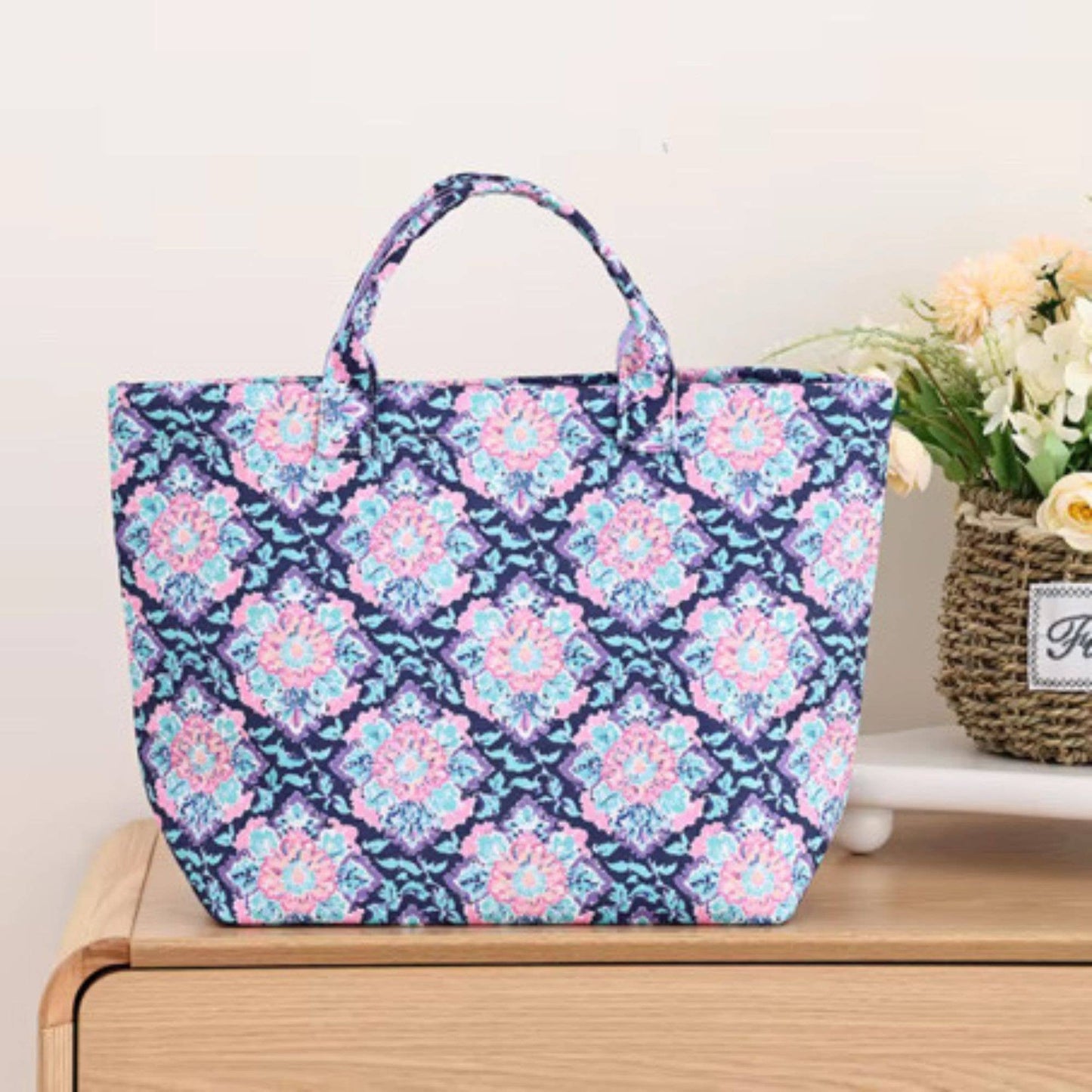 Southern My Sass - Canvas Floral Tote Bag Beach Tote Everyday Tote