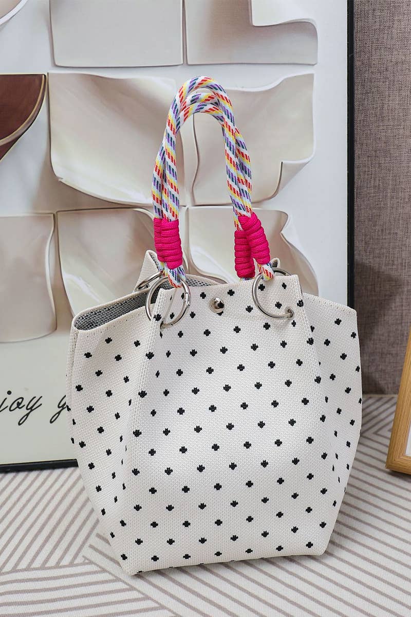 42POPS - 0521 Geometric Knitted Mini Bucket Tote Bag SI-29881 Zenana Consgt.