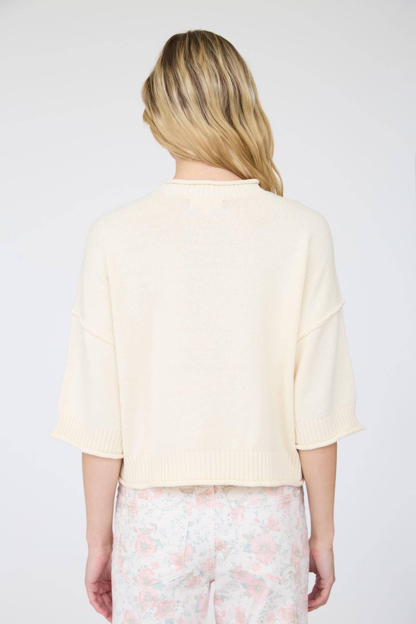 J.O.A - EXPOSED SEAM DROP SHOULDER SHORT SLEEVE PULLOVER