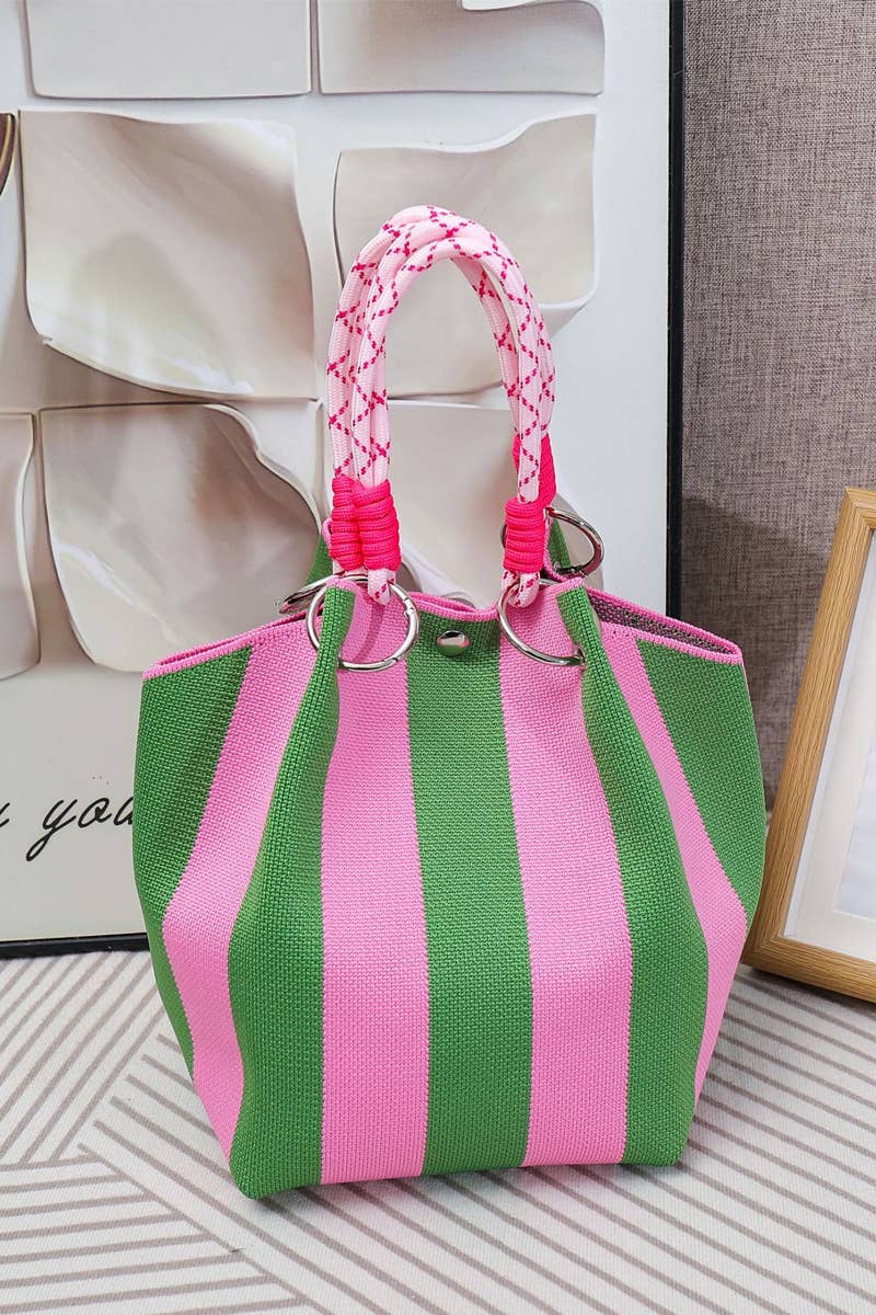 42POPS - 0521 Geometric Knitted Mini Bucket Tote Bag SI-29881 Zenana Consgt.