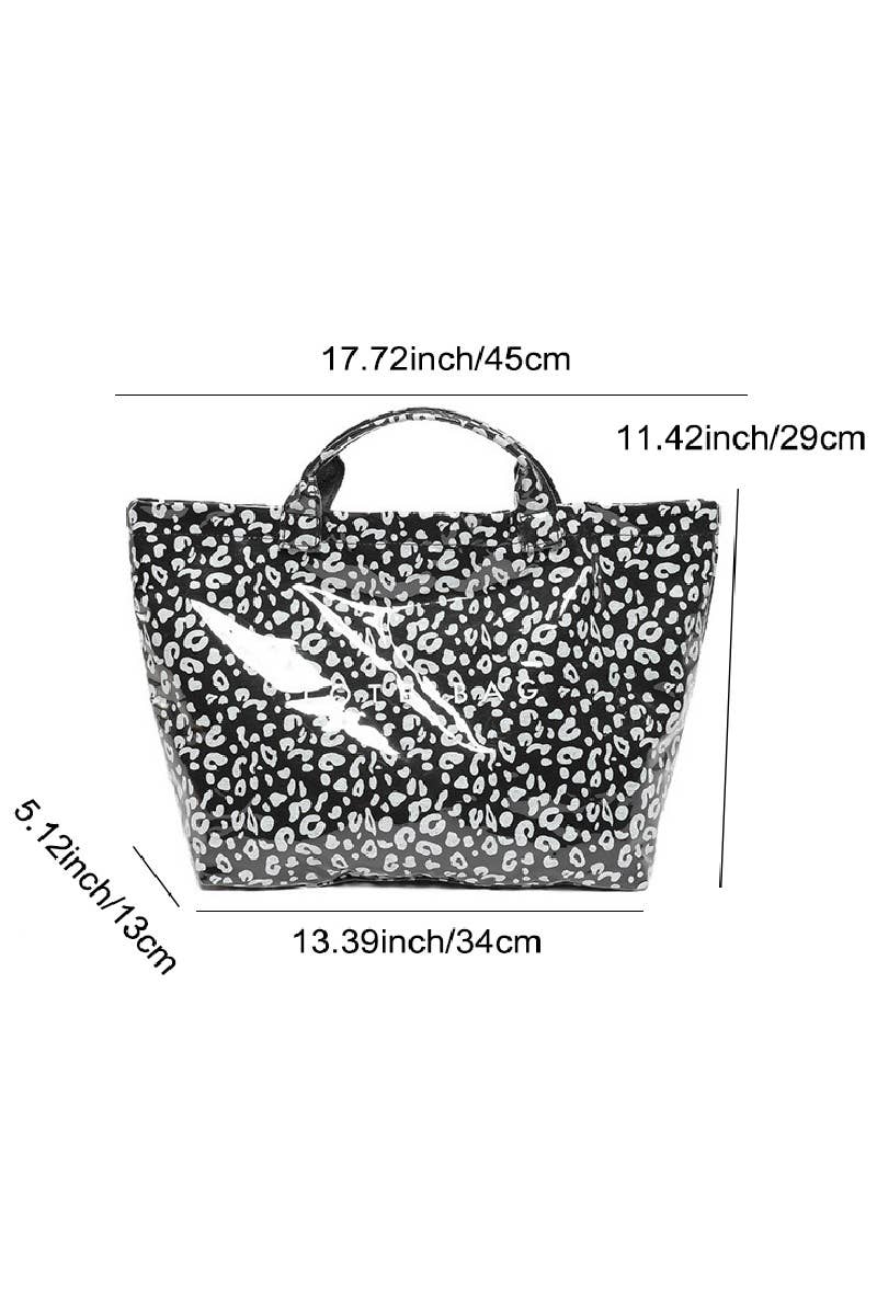 42POPS - 0402 Leopard Print Pvc The Tote Bag SI-29650 Zenana Consgt.