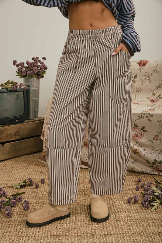 Comfy is my go to brown stripe pants