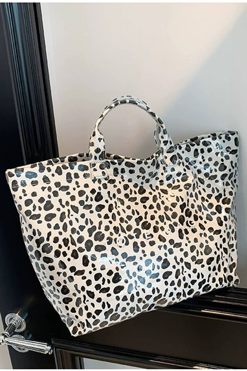 42POPS - 0402 Leopard Print Pvc The Tote Bag SI-29650 Zenana Consgt.