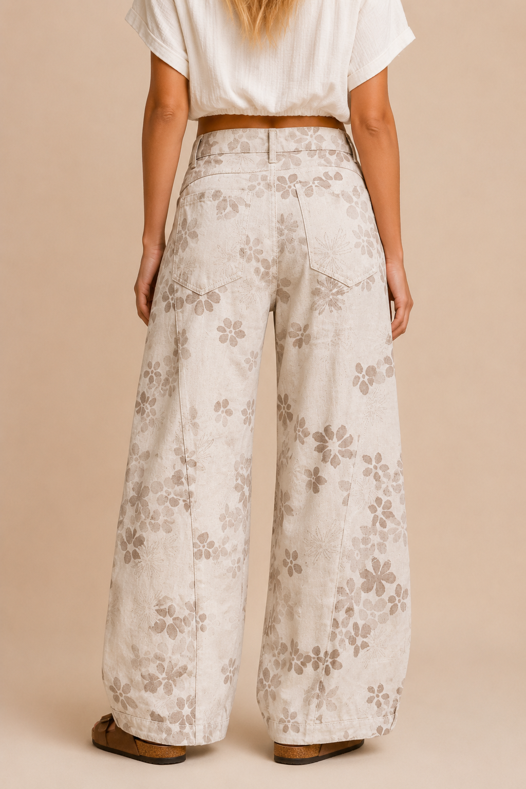J.NNA - Floral Wide-Barrel Leg Jeans