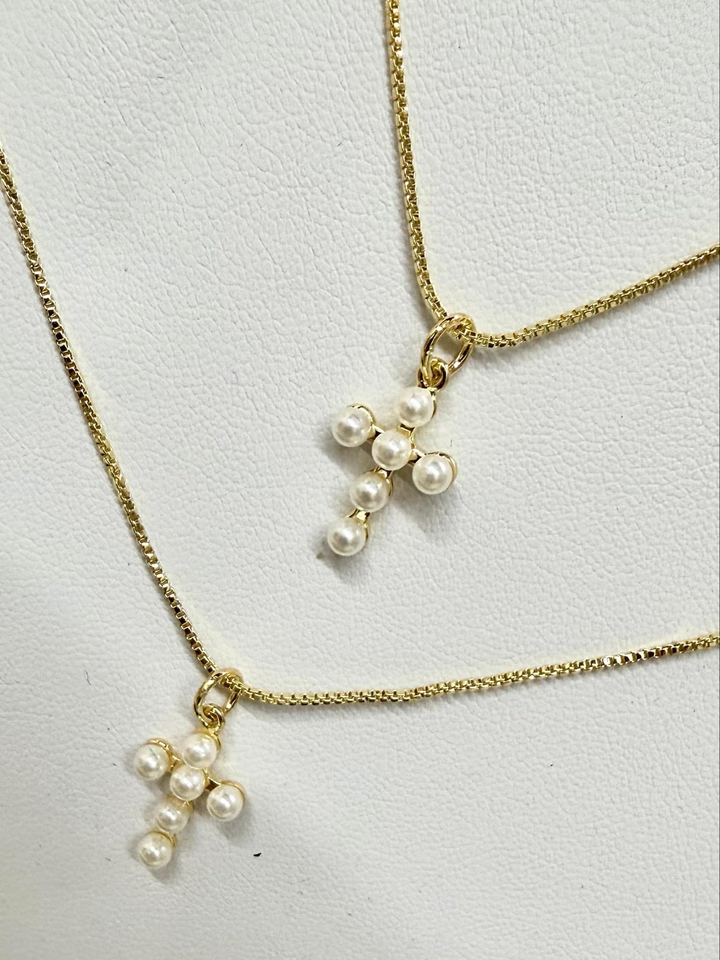Pearled Mini Cross Necklace