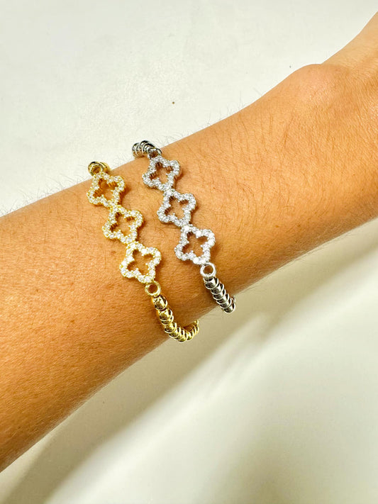 Diamond Clover Stretch Bracelet