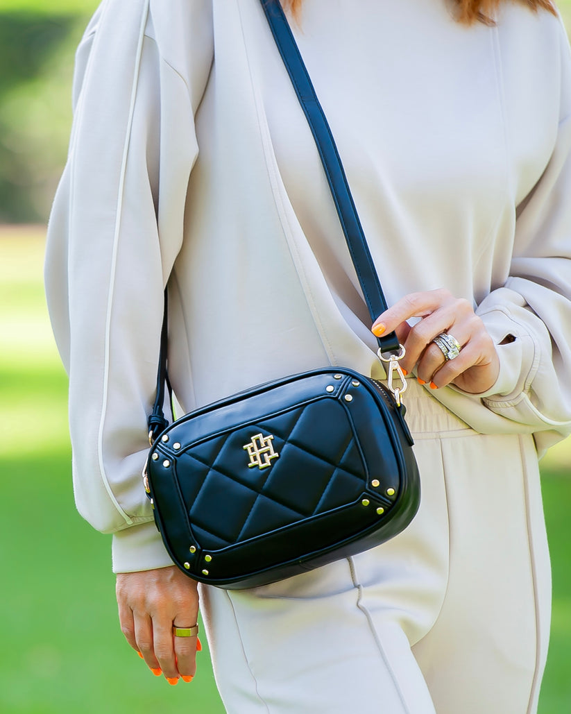 Caroline Hill Sloane Studded Crossbody Black Purse