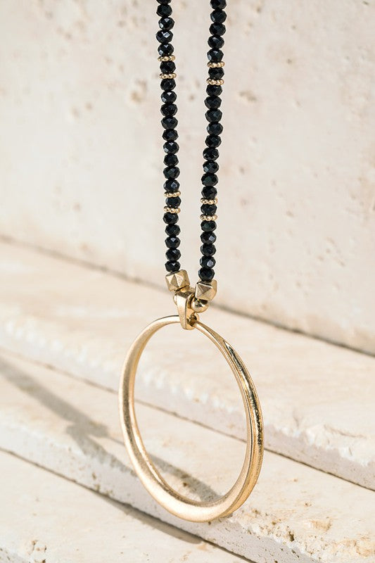 Glass Beaded Pendant Necklace