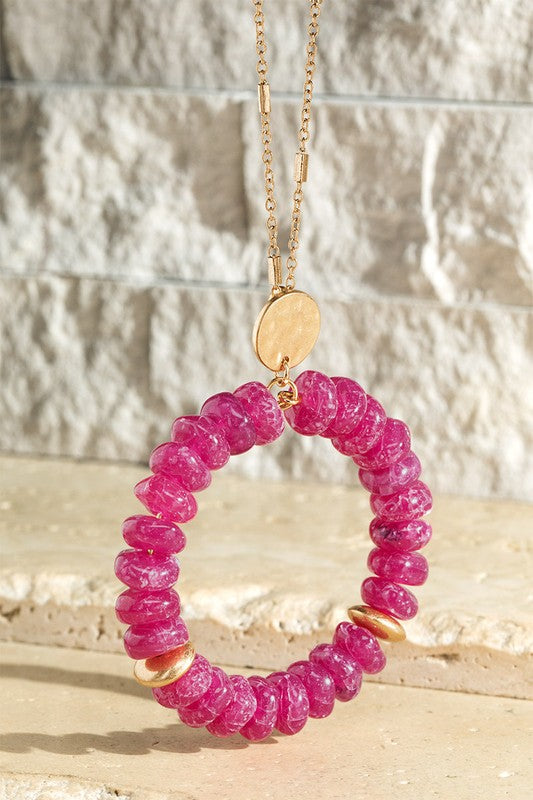 Marble Acetate Beaded Pendant Necklace
