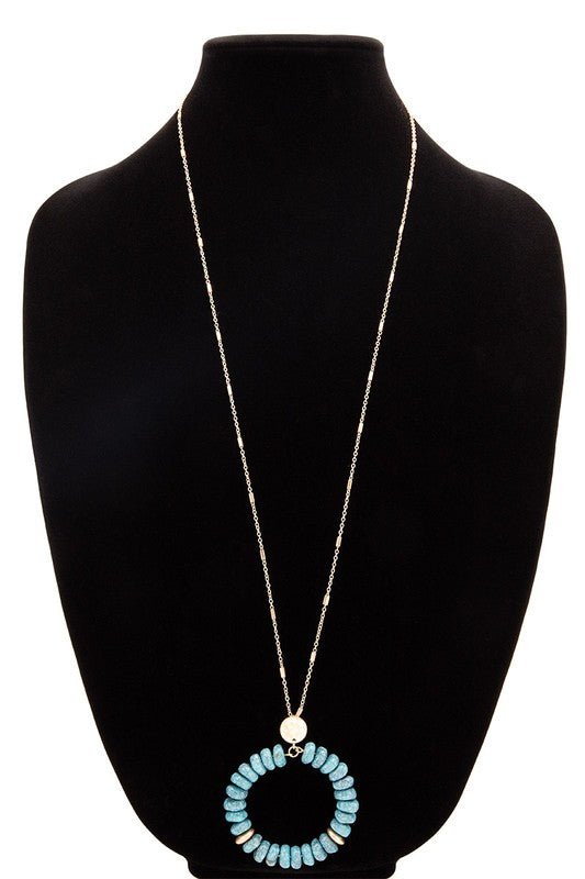 Marble Acetate Beaded Pendant Necklace
