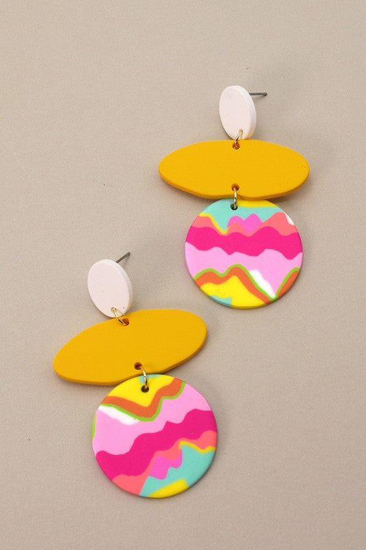 Colorful Polymer Drop Earrings
