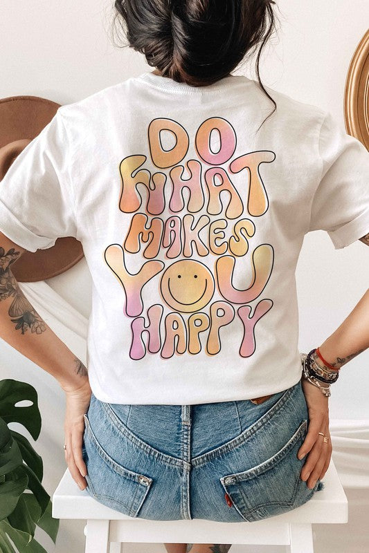 Do you what makes you happy tee--Tan Color