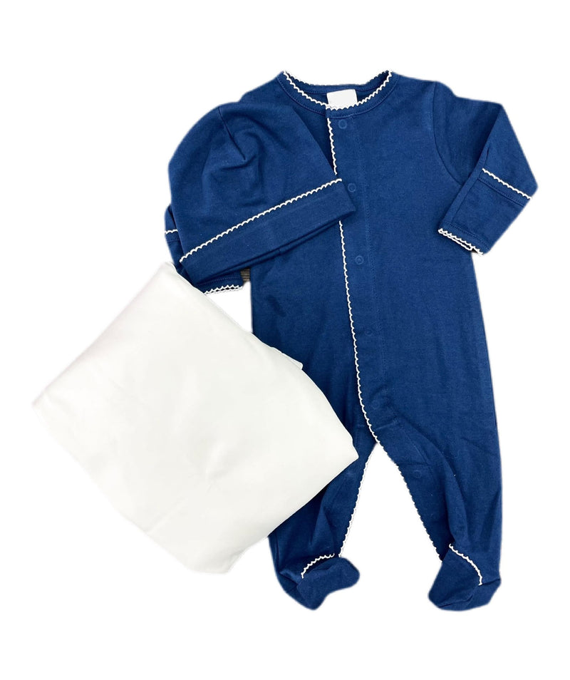 Navy w/ White Picot Footie