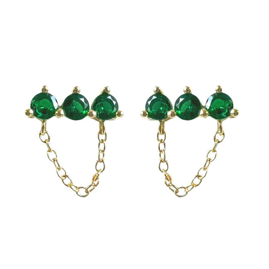 Sahira Jewelry Design - Magda Emerald Chain Studs