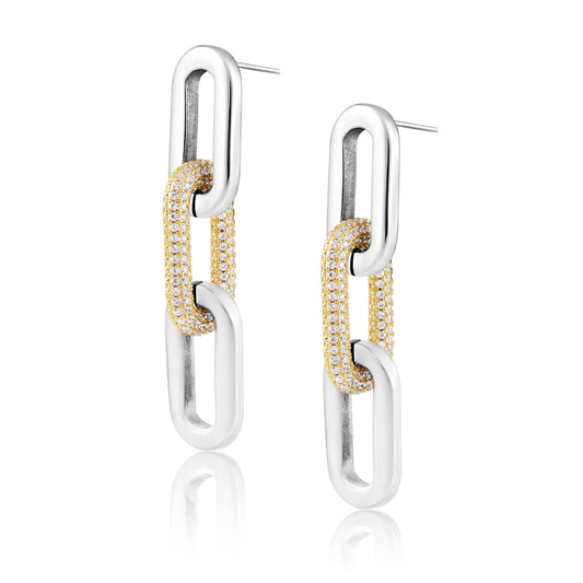 Sahira Jewelry Design - Jenna Pave Earrings - Two Tone