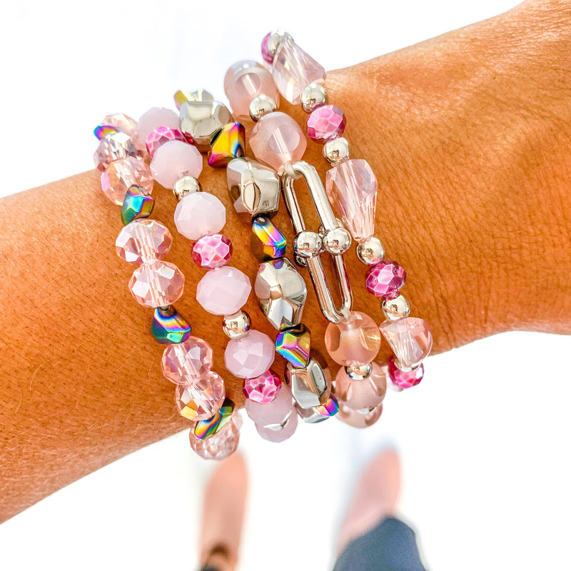 Savvy Bling - Pink Fruity Pebbles Bracelet Stack