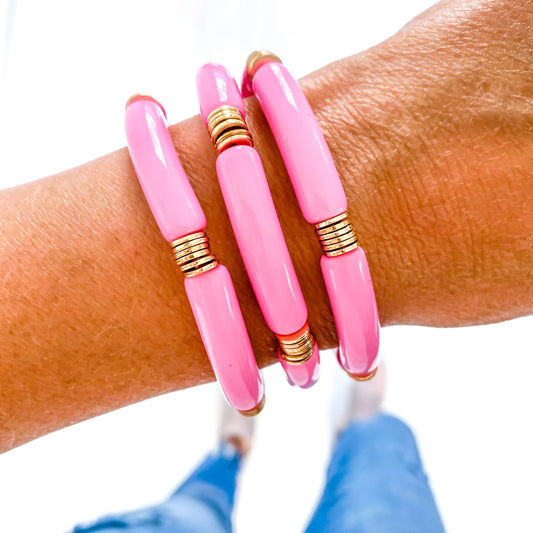 Light Pink Tube Bamboo Bracelet