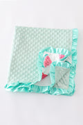 Mint watermelon ruffle blanket