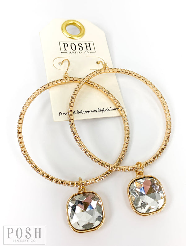 Rhinestone Circle With Rhinestone Drop Earrings