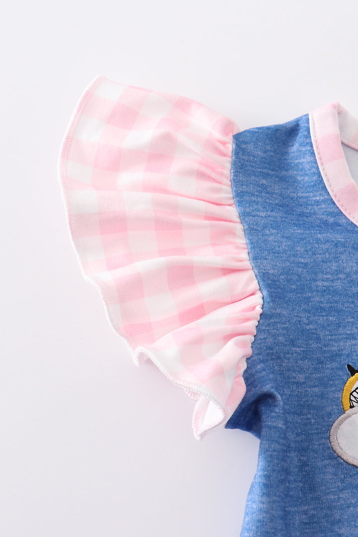 Girls Bee Applique Ruffle Sleeve Romper
