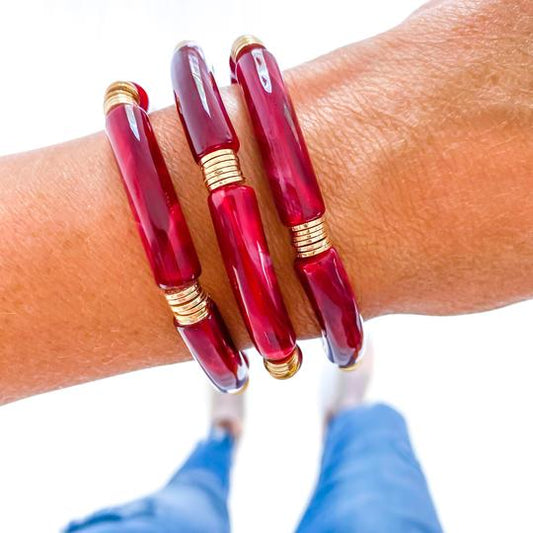 Burgundy & Gold Acrylic Tube Bamboo