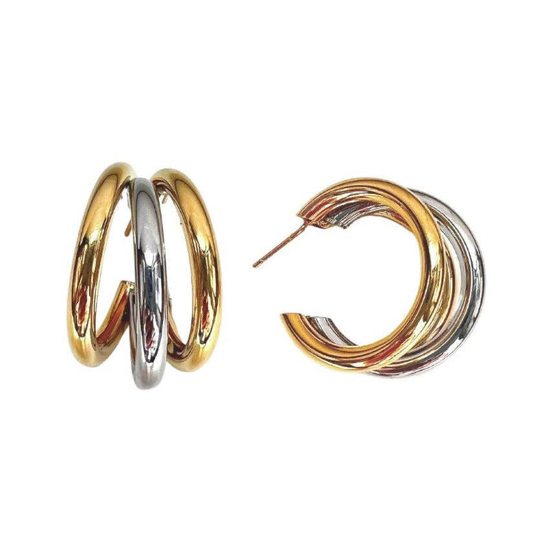 Sahira Jewelry Design - Lexi Tri Hoop - Two Tone