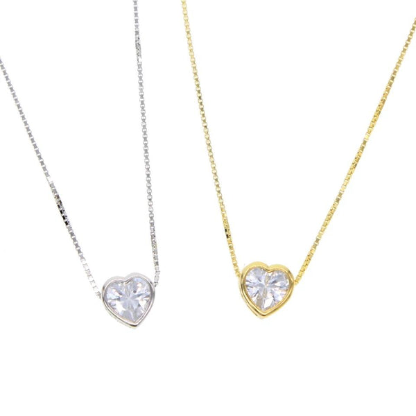 Sahira Jewelry Design - CZ Bezel Necklace Heart