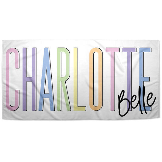 Girls Love A Monogram - Personalized Beach Towel For Kids and Adults| 10 Color Style