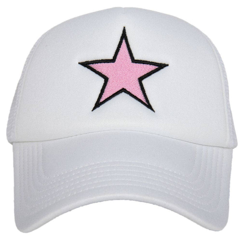 White Pink Star Trucker Hat (White Foam)